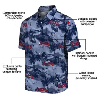 Official Atlanta Braves Summer Hawaiian Shirt - Coastal Palms Navy Aloha MLB Apparel