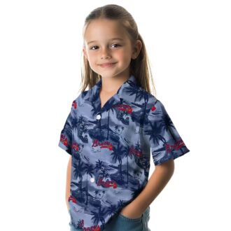 Official Atlanta Braves Summer Hawaiian Shirt - Coastal Palms Navy Aloha MLB Apparel