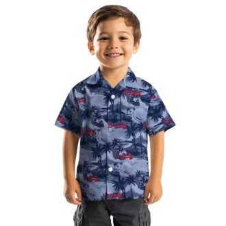 Official Atlanta Braves Summer Hawaiian Shirt - Coastal Palms Navy Aloha MLB Apparel
