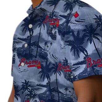 Official Atlanta Braves Summer Hawaiian Shirt - Coastal Palms Navy Aloha MLB Apparel