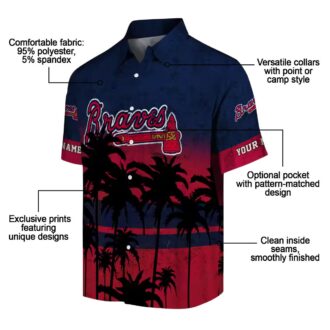 Official Atlanta Braves Sunset Pattern Hawaiian Shirt - Navy Black MLB Shirt for Men