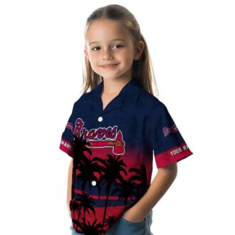 Official Atlanta Braves Sunset Pattern Hawaiian Shirt - Navy Black MLB Shirt for Men