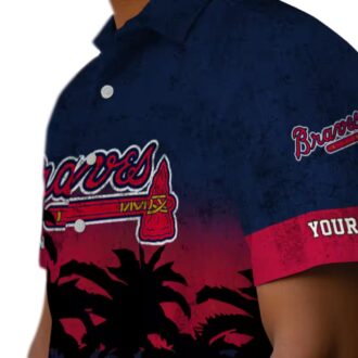 Official Atlanta Braves Sunset Pattern Hawaiian Shirt - Navy Black MLB Shirt for Men