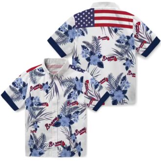 Official Atlanta Braves Tropical Hawaiian Shirt - Navy White Hibiscus MLB Fan Outfit