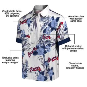Official Atlanta Braves Tropical Hawaiian Shirt - Navy White Hibiscus MLB Fan Outfit