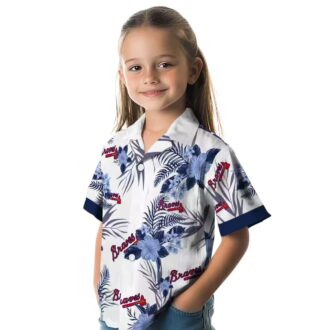 Official Atlanta Braves Tropical Hawaiian Shirt - Navy White Hibiscus MLB Fan Outfit