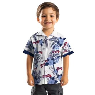 Official Atlanta Braves Tropical Hawaiian Shirt - Navy White Hibiscus MLB Fan Outfit