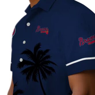 Official MLB Atlanta Braves Beach Sunset Hawaiian Shirt - Navy Black Tropical Vacation Wear