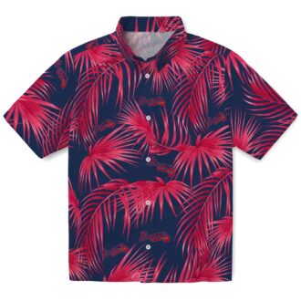 Official MLB Atlanta Braves Leafy Palms Hawaiian Shirt - Navy Tropical