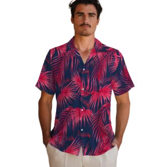 Official MLB Atlanta Braves Leafy Palms Hawaiian Shirt - Navy Tropical