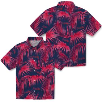 Official MLB Atlanta Braves Leafy Palms Hawaiian Shirt - Navy Tropical