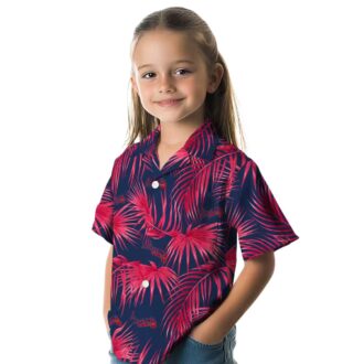 Official MLB Atlanta Braves Leafy Palms Hawaiian Shirt - Navy Tropical