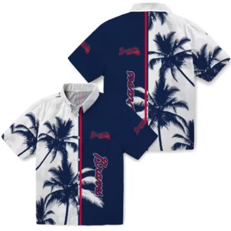 Shop Atlanta Braves Palm Trees Hawaiian Shirt - Navy White MLB Vacation Shirt