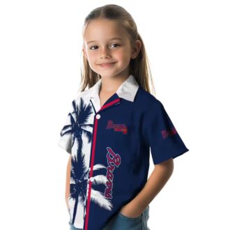Shop Atlanta Braves Palm Trees Hawaiian Shirt - Navy White MLB Vacation Shirt