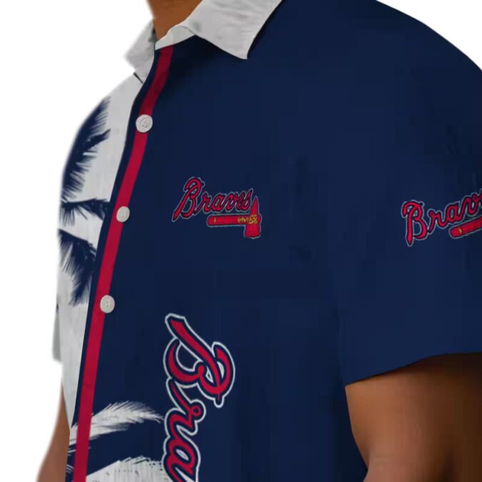 Shop Atlanta Braves Palm Trees Hawaiian Shirt - Navy White MLB Vacation Shirt