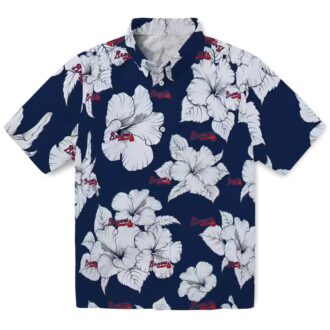 Shop Atlanta Braves Tropical Hawaiian Shirt - Navy & White Hibiscus Floral MLB Apparel
