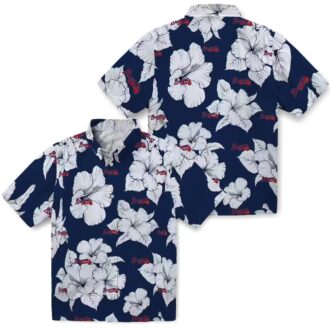 Shop Atlanta Braves Tropical Hawaiian Shirt - Navy & White Hibiscus Floral MLB Apparel