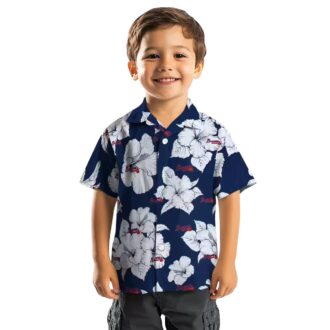 Shop Atlanta Braves Tropical Hawaiian Shirt - Navy & White Hibiscus Floral MLB Apparel