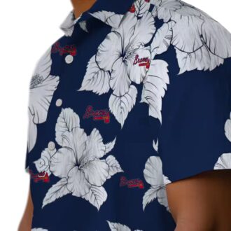Shop Atlanta Braves Tropical Hawaiian Shirt - Navy & White Hibiscus Floral MLB Apparel