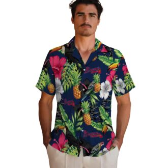 Shop MLB Atlanta Braves Aloha Hawaiian Shirt - Pineapple Floral Navy Green