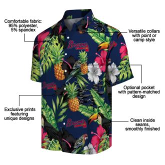 Shop MLB Atlanta Braves Aloha Hawaiian Shirt - Pineapple Floral Navy Green