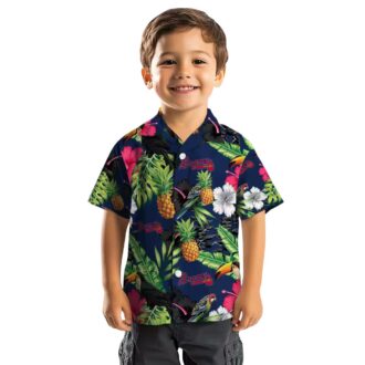 Shop MLB Atlanta Braves Aloha Hawaiian Shirt - Pineapple Floral Navy Green