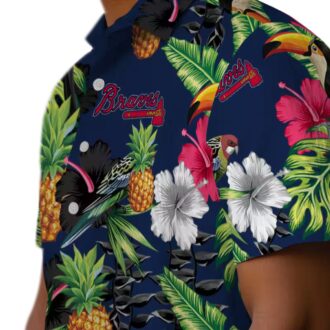 Shop MLB Atlanta Braves Aloha Hawaiian Shirt - Pineapple Floral Navy Green