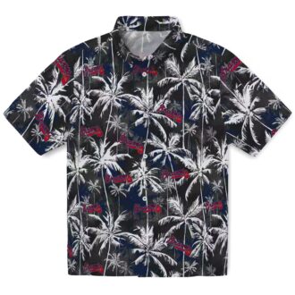 Women's Atlanta Braves Navy Black Hawaiian Shirt - Floral Palm Pattern Vacation Outfit for Fans