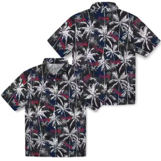 Women's Atlanta Braves Navy Black Hawaiian Shirt - Floral Palm Pattern Vacation Outfit for Fans