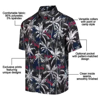 Women's Atlanta Braves Navy Black Hawaiian Shirt - Floral Palm Pattern Vacation Outfit for Fans
