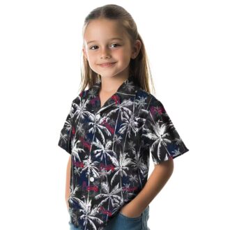 Women's Atlanta Braves Navy Black Hawaiian Shirt - Floral Palm Pattern Vacation Outfit for Fans