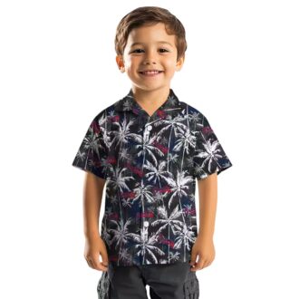 Women's Atlanta Braves Navy Black Hawaiian Shirt - Floral Palm Pattern Vacation Outfit for Fans