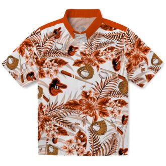 Baltimore Orioles Baseball Floral Hawaiian Shirt - Custom MLB Orange White Shirt for Fans