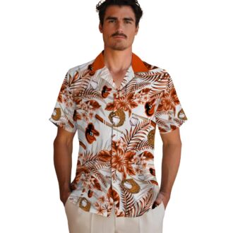 Baltimore Orioles Baseball Floral Hawaiian Shirt - Custom MLB Orange White Shirt for Fans