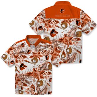 Baltimore Orioles Baseball Floral Hawaiian Shirt - Custom MLB Orange White Shirt for Fans