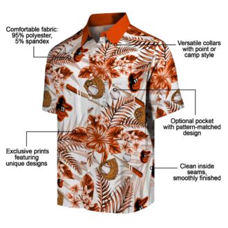 Baltimore Orioles Baseball Floral Hawaiian Shirt - Custom MLB Orange White Shirt for Fans