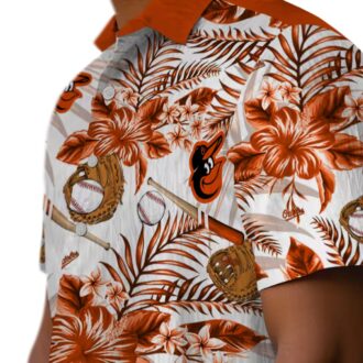 Baltimore Orioles Baseball Floral Hawaiian Shirt - Custom MLB Orange White Shirt for Fans