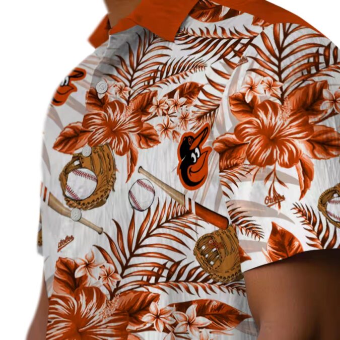 Baltimore Orioles Baseball Floral Hawaiian Shirt - Custom MLB Orange White Shirt for Fans