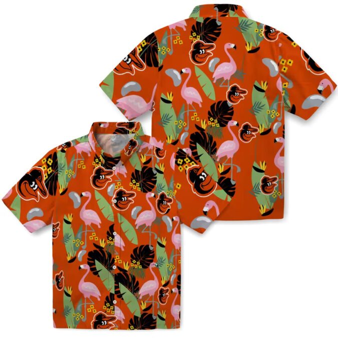 Baltimore Orioles Flamingo Leaves Hawaiian Shirt – Summer MLB Apparel with Tropical Orange Design