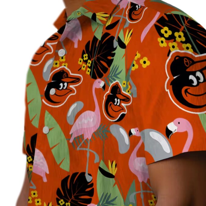 Baltimore Orioles Flamingo Leaves Hawaiian Shirt – Summer MLB Apparel with Tropical Orange Design