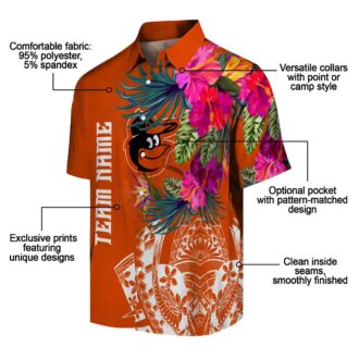 Baltimore Orioles Floral Polynesian Orange Hawaiian Shirt - MLB Tropical Aloha Shirt for Summer Fun