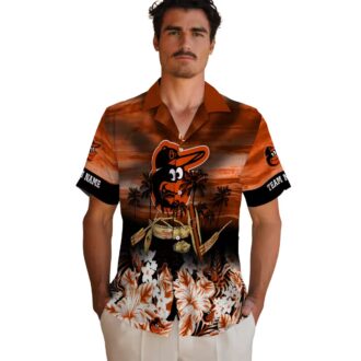Baltimore Orioles MLB Orange Hawaiian Shirt with Tropical Canoe Design for Fans