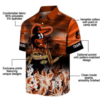 Baltimore Orioles MLB Orange Hawaiian Shirt with Tropical Canoe Design for Fans