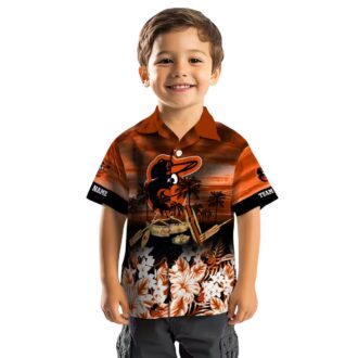 Baltimore Orioles MLB Orange Hawaiian Shirt with Tropical Canoe Design for Fans