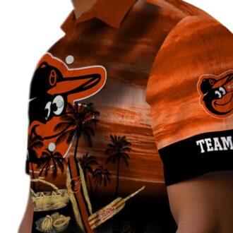Baltimore Orioles MLB Orange Hawaiian Shirt with Tropical Canoe Design for Fans