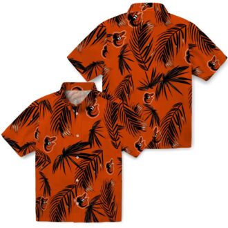 Baltimore Orioles MLB Tropical Hawaiian Shirt - Orange Palm Leaf Beach Shirt