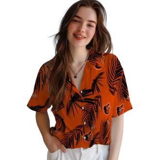 Baltimore Orioles MLB Tropical Hawaiian Shirt - Orange Palm Leaf Beach Shirt