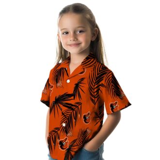 Baltimore Orioles MLB Tropical Hawaiian Shirt - Orange Palm Leaf Beach Shirt