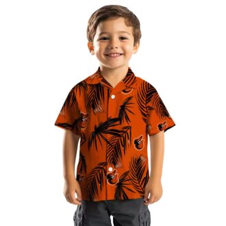 Baltimore Orioles MLB Tropical Hawaiian Shirt - Orange Palm Leaf Beach Shirt
