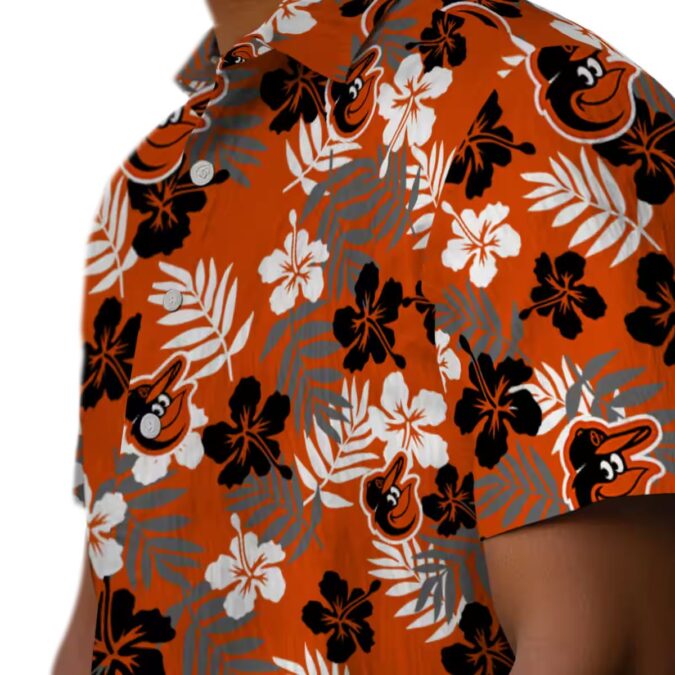 Baltimore Orioles Orange Floral Tropical Hawaiian Shirt - MLB Fan Summer Apparel